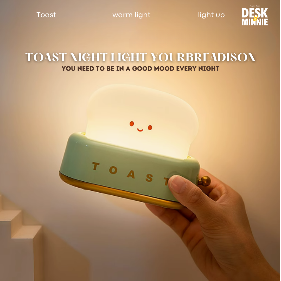 HAPPY TOAST NIGHT LIGHT | Cute USB LED Night Light Lamp for Bedroom | Best Decorative Accessories | MINNIE DESK