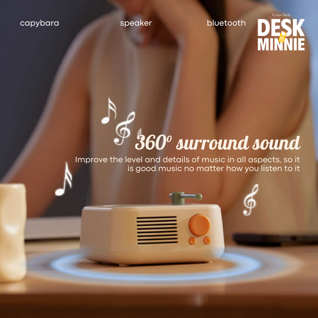 CAPYBARA SPEAKER | CLASSIC RETRO BLUETOOTH SPEAKER | RECHARGEABLE MINIMALIST RECORD PLAYER | MINI DESK