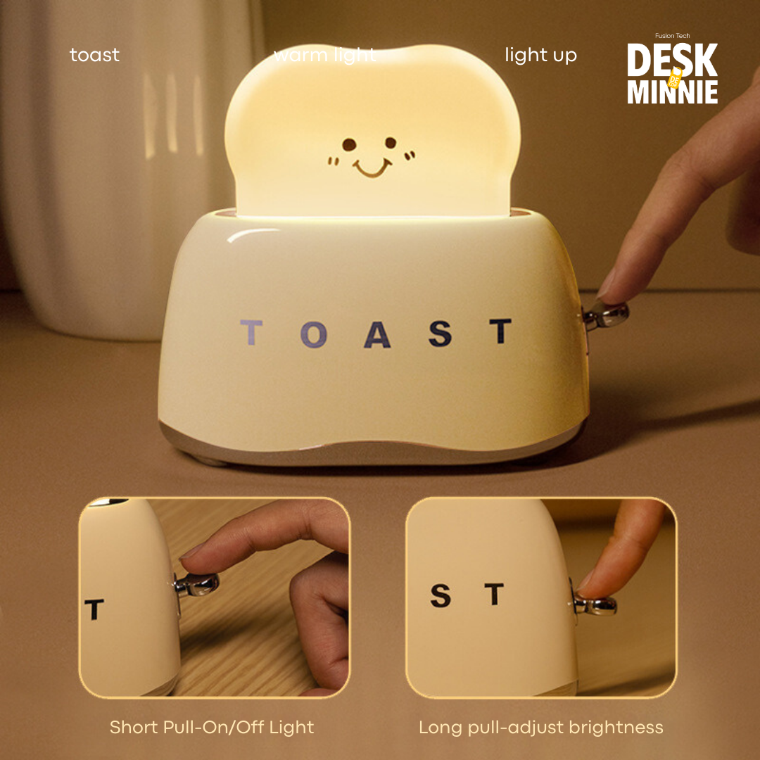 TOASTER EMOTION LAMP | Cute Adjustable LED Night Light for Bedroom & Desk | Perfect Decorative Gift | MINNIE DESK