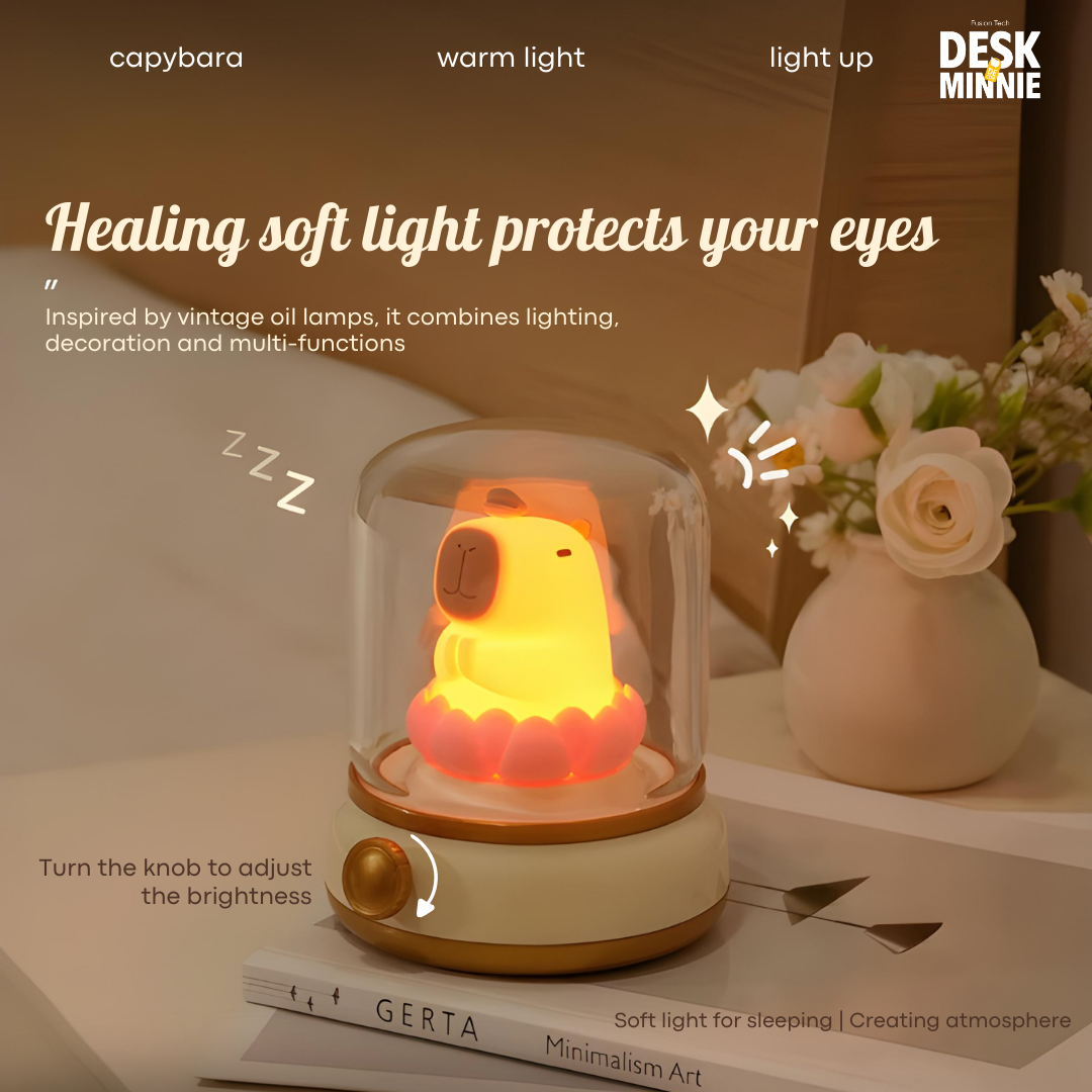 CAPYBARA NIGHT LIGHT | Cozy, Decorative, and Eye-Friendly Lighting for a Relaxing Ambiance | Best Decorative Accessories | MINNIE DESK