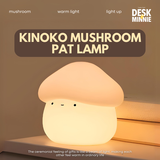 KINOKO MUSHROOM PAT LAMP | LED Mushroom Night Light Featuring Adjustable Brightness for Bedroom | Unique Decorative Lighting | MINNIE DESK