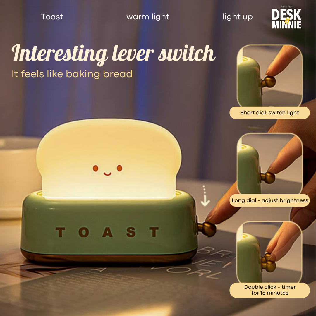 HAPPY TOAST NIGHT LIGHT | Cute USB LED Night Light Lamp for Bedroom | Best Decorative Accessories | MINNIE DESK