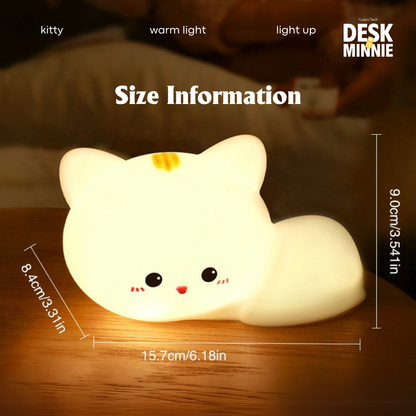 KITTY PAT NIGHT LIGHT | Cute Silicone LED Lamp for Kids and Adults | Touch-Control Bedside Decor | Best Decorative Accessories | MINNIE DESK