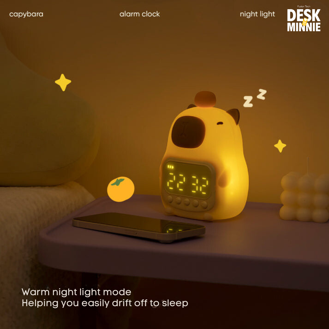 CABYPARA CLOCK | Cute Multi-Functional Clock with LED Night Light for Bedroom | Best Decorative Accessories | MINNIE DESK