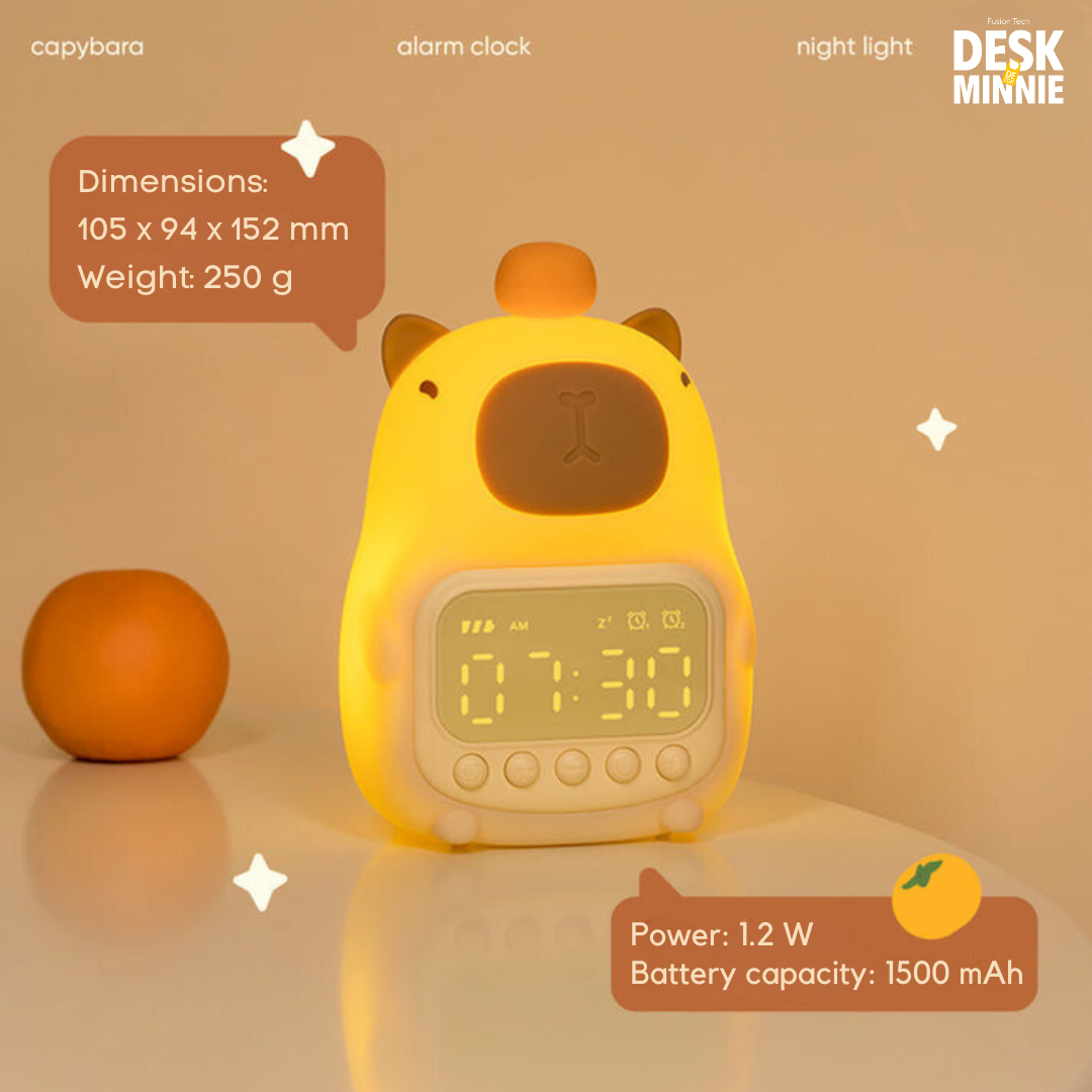 CABYPARA CLOCK | Cute Multi-Functional Clock with LED Night Light for Bedroom | Best Decorative Accessories | MINNIE DESK