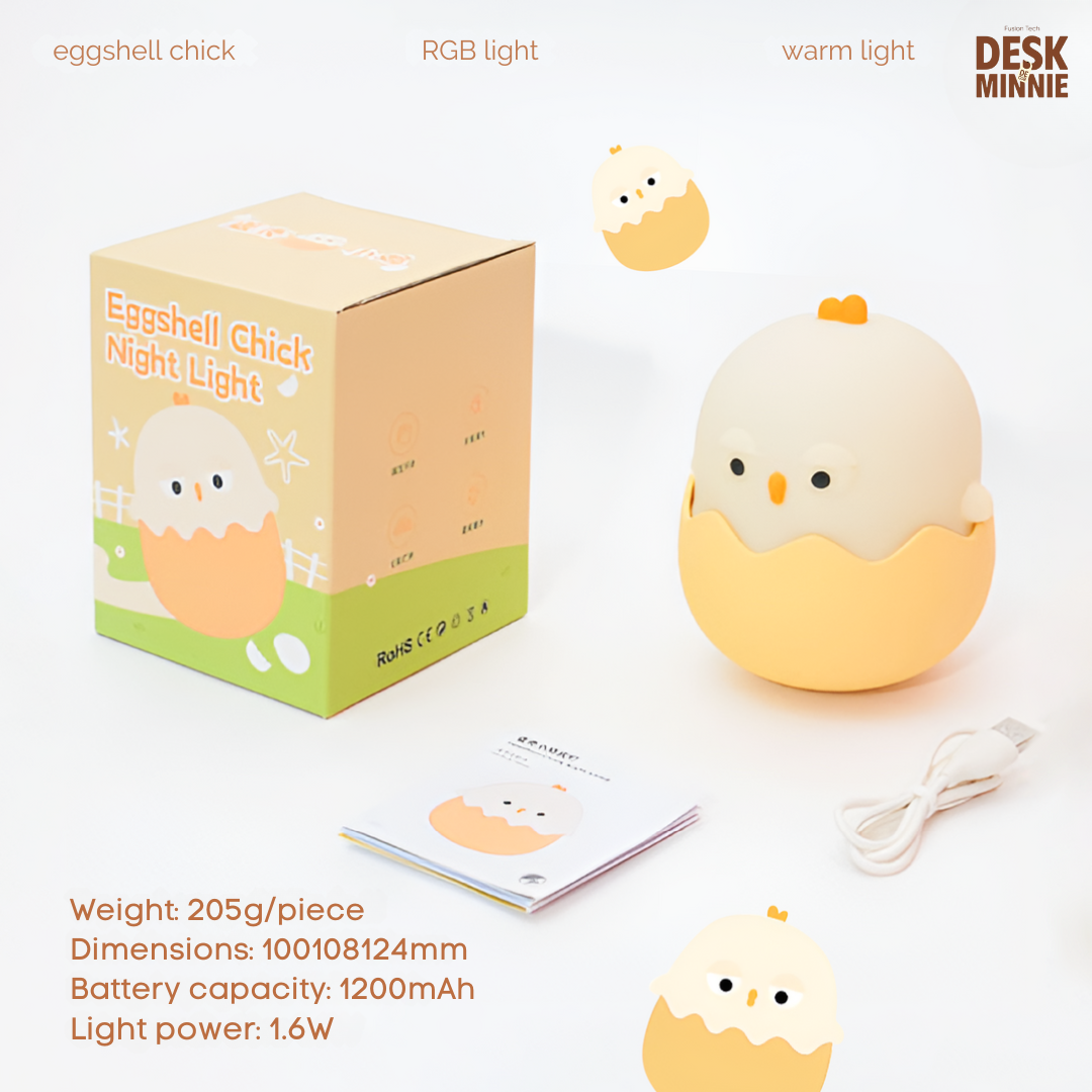 EGGSHELL CHICK NIGHT LIGHT | Top Soft Silicone USB Touch Sensor LED Light for Sleep | Best Decorative Accessories | MINNIE DESK