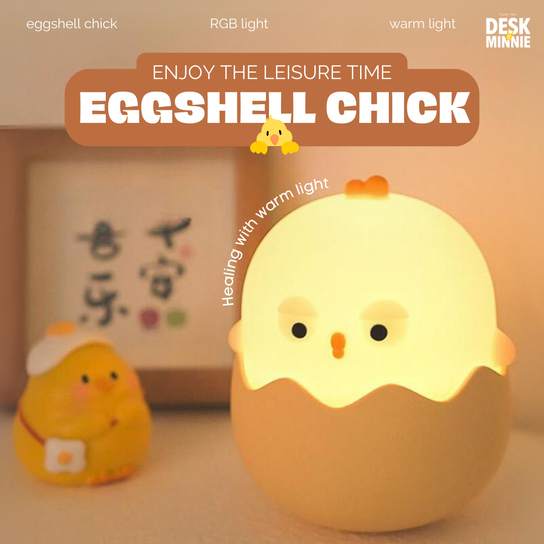 EGGSHELL CHICK NIGHT LIGHT | Top Soft Silicone USB Touch Sensor LED Light for Sleep | Best Decorative Accessories | MINNIE DESK