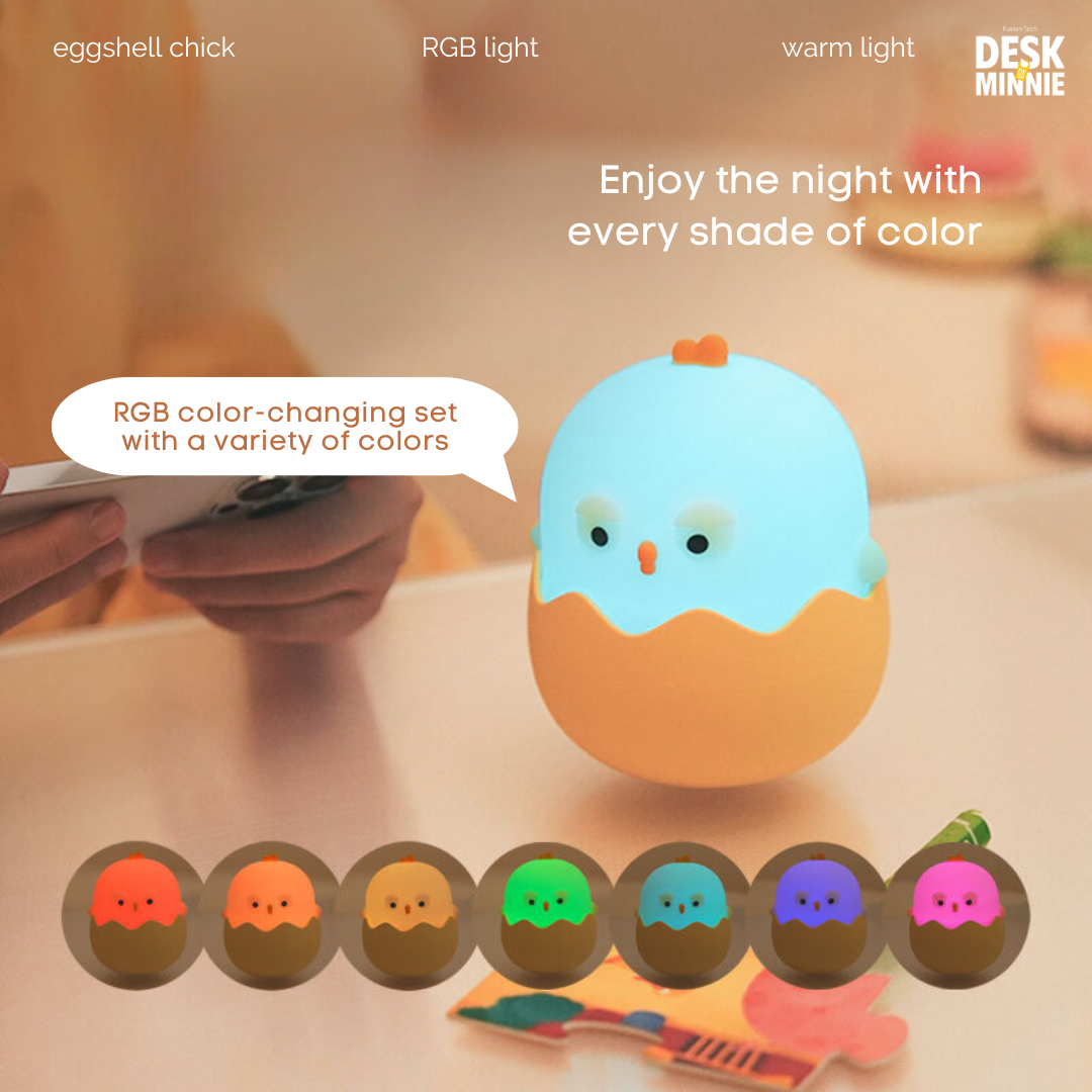 EGGSHELL CHICK NIGHT LIGHT | Top Soft Silicone USB Touch Sensor LED Light for Sleep | Best Decorative Accessories | MINNIE DESK