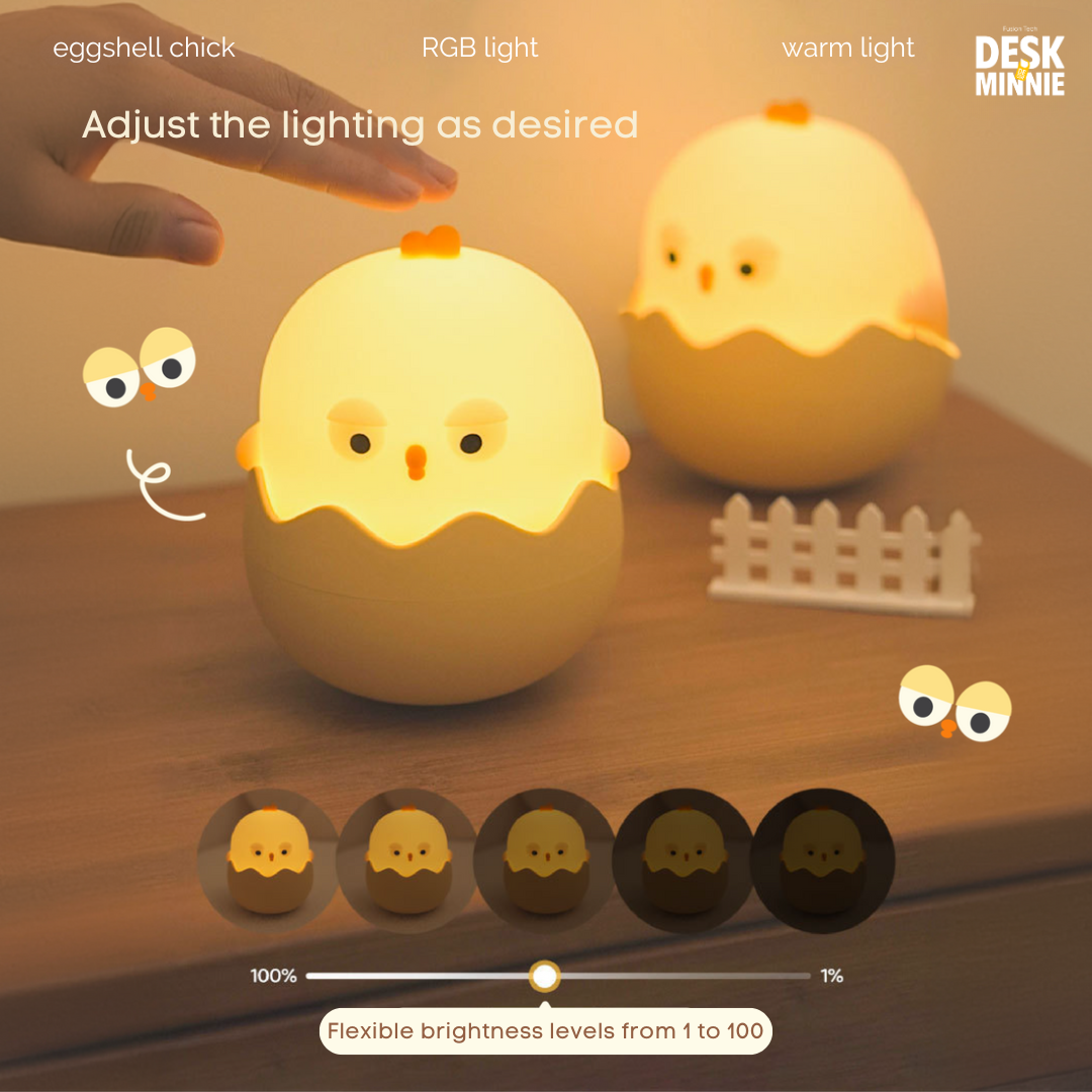 EGGSHELL CHICK NIGHT LIGHT | Top Soft Silicone USB Touch Sensor LED Light for Sleep | Best Decorative Accessories | MINNIE DESK